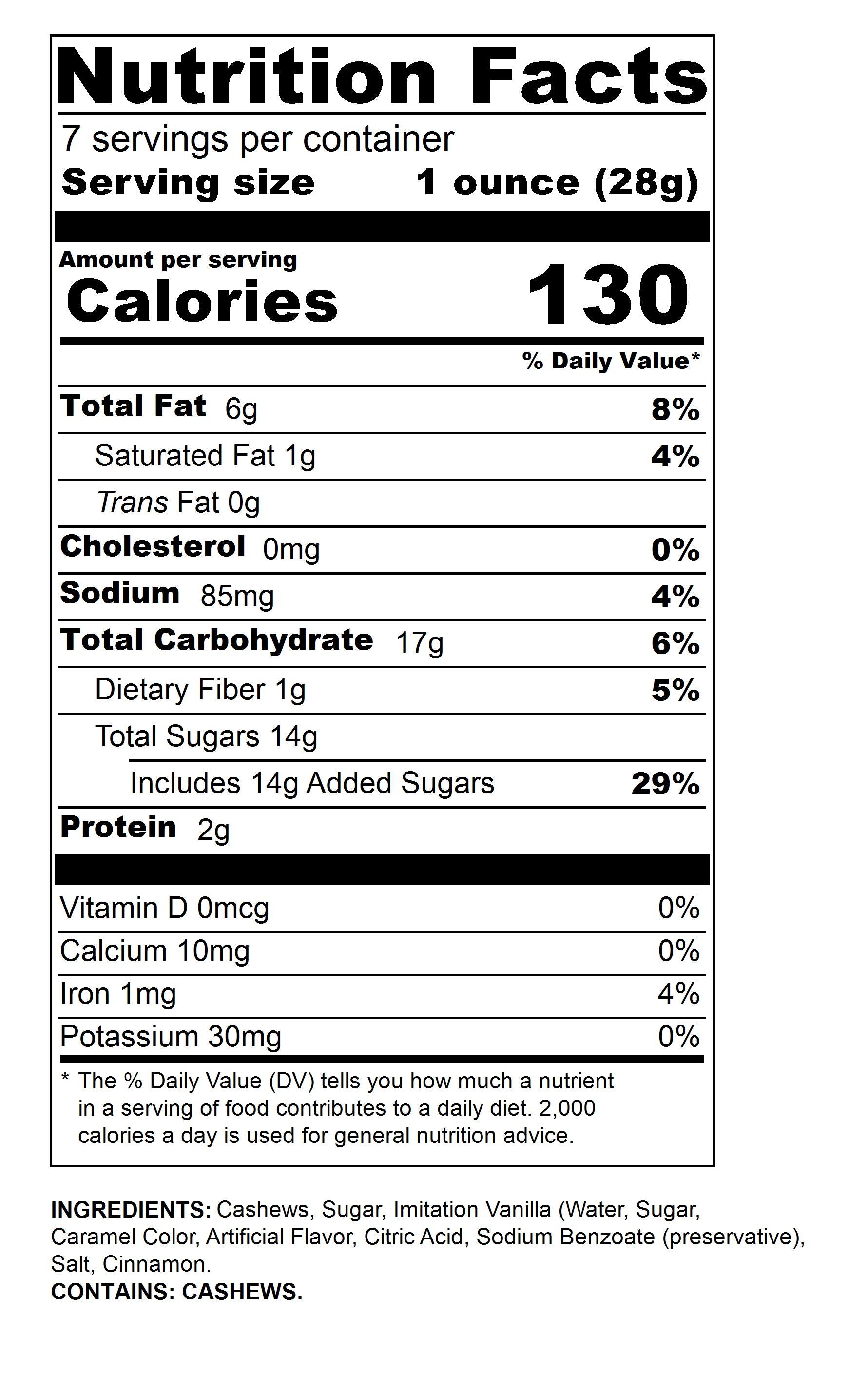 Medium Cinnamon Cashews-7 oz