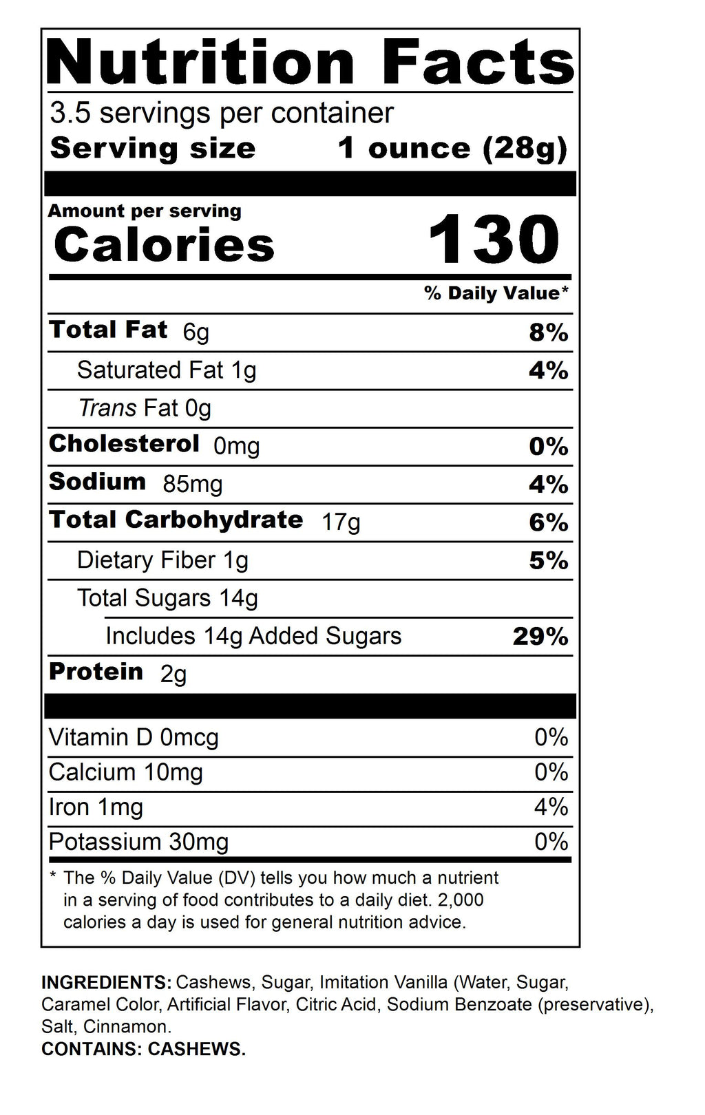 Small Cinnamon Cashews-3.5 oz