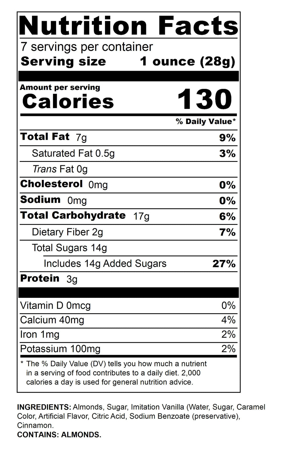 Medium 7 oz Cinnamon Almonds