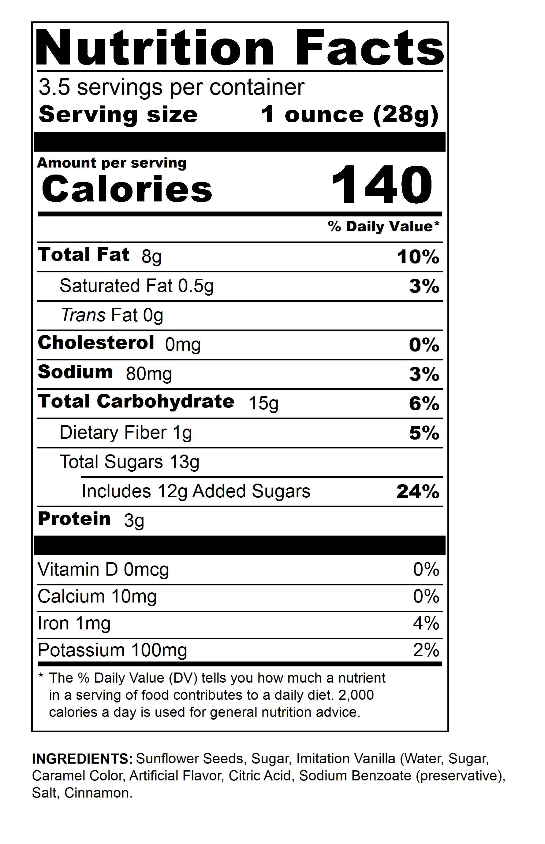 Small Cinnamon Sunflower Seeds 3.5 oz